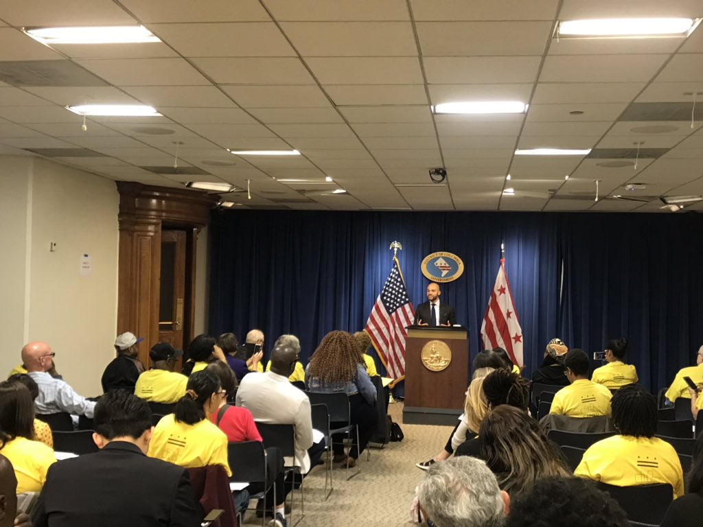 (DC Councilmember Robert White addressing CNHED advocates. Courtesy of CNHED.)